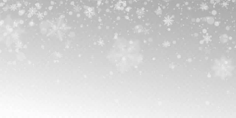 Realistic falling snow with white snowflakes, light effect Illustrazione stock