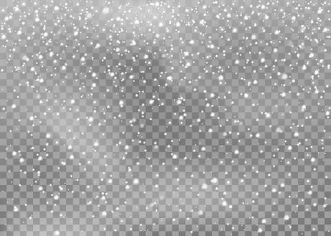 Realistic falling snowflakes. Isolated on transparent background. Vector illu Stock Illustration