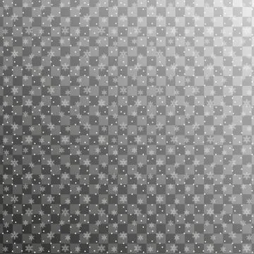 Realistic falling snowflakes seamless pattern. Snow falls isolated on a Stock Illustration