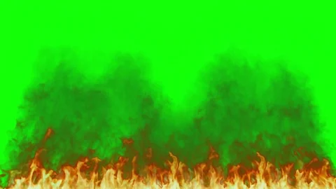 Realistic fire and smoke rising against green screen background for visual Vídeos de archivo 340940748