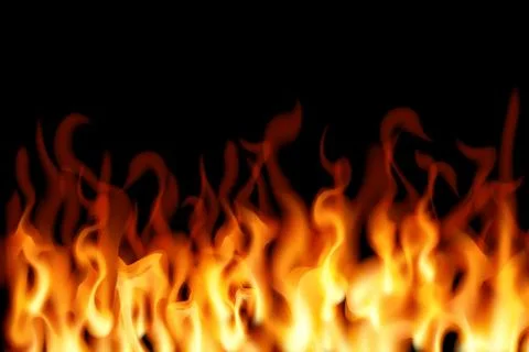 Realistic fire on a black background. Stock Illustration
