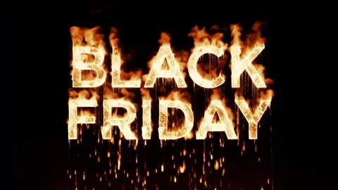 Realistic Fire "Black Friday" Text Drips On The Black Background. Darken Mode 4K Video stock 278527891