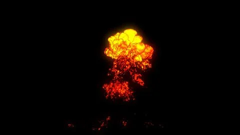 Realistic fire blast explosion with orange mushroom cloud. 3D rendering huge Stock Photos
