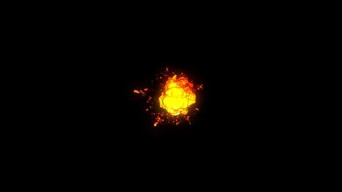 Realistic fire blast explosion with orange mushroom cloud. 3D rendering spark Stock Photos