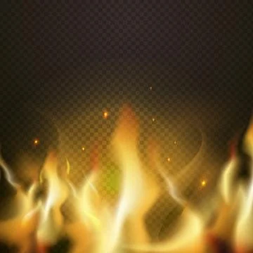 Realistic fire border, orange flame tongue Stock Illustration