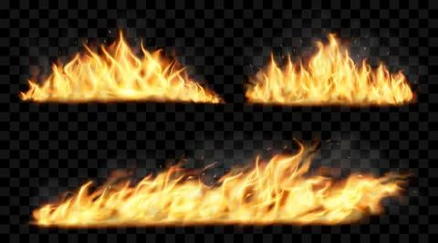 Realistic fire. Burn effect. Red igniting border. Bonfire light. Isolated ora Stock Illustration