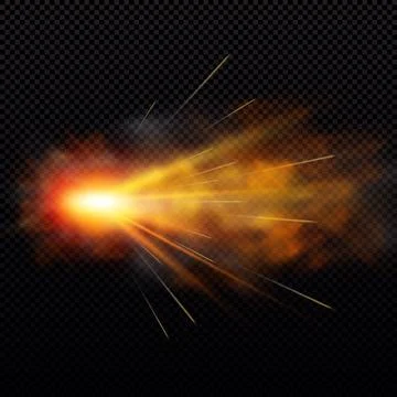 A realistic fire cloud from a pistol shot, with sparks and smoke. Stock Illustration