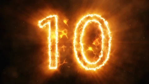 Realistic Fire Countdown with smoke and cloud. Fire counting down from thirty to Stock Footage 103819730