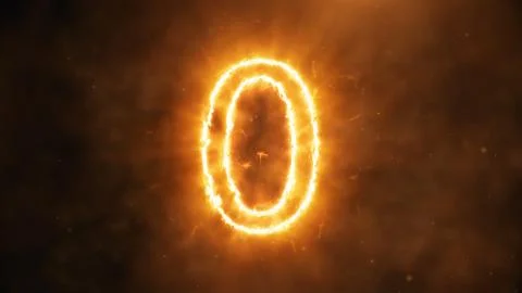 Realistic fire countdown with smoke and cloud. The fire counts from ten to ze Stock-Fotos