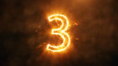Realistic fire countdown with smoke and cloud. The fire counts from ten to ze Foto stock