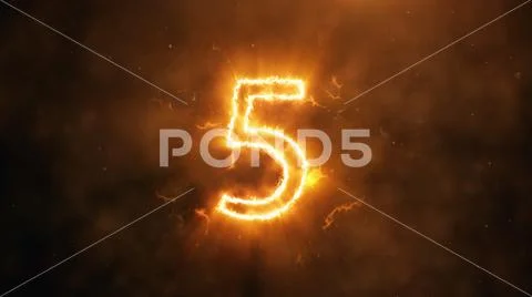 Realistic fire countdown with smoke and cloud. The fire counts from ten to ze Stock Photos