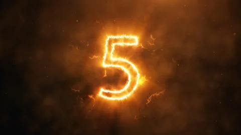 Realistic fire countdown with smoke and cloud. The fire counts from ten to ze 写真素材
