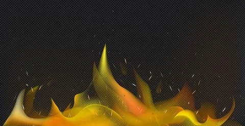 Realistic fire on a dark background - Vector Stock Illustration