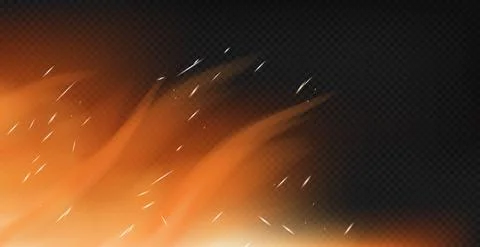 Realistic fire on a dark background - Vector 스톡 일러스트