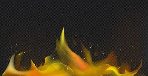 Realistic fire on a dark background - Vector Realistic fire on a dark back... Stock Photos