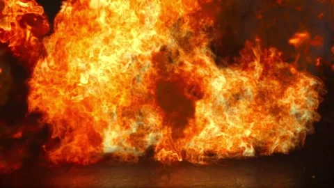 Realistic Fire Explosion Burst on Black Background for Cinematic Logo Reveal Stock Footage 326244457