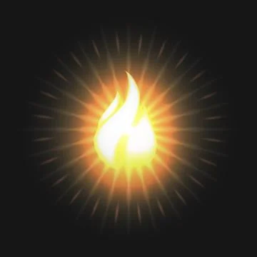 Realistic Fire Flame Burning Emblem Stock Illustration