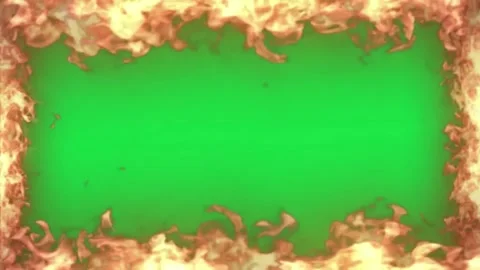 Realistic Fire Flame Frame Loop Animation Overlay Green Screen Video stock 302942316