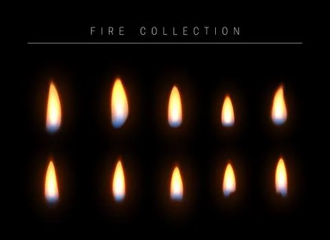 Realistic fire flame isolated light effect. Stock Illustration