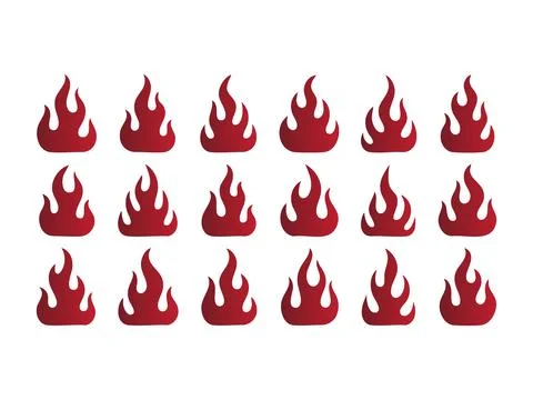 Realistic Fire flame vector effect. A set of Flame symbols. Realistic hot d.. Stock Illustration
