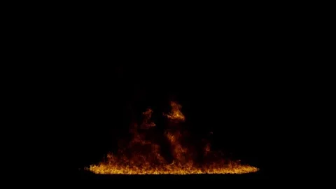 Realistic fire flames animation on black backdrop seamless loop Stock Footage 302474869