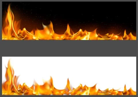 Realistic Fire Flames Banners Stock Illustration