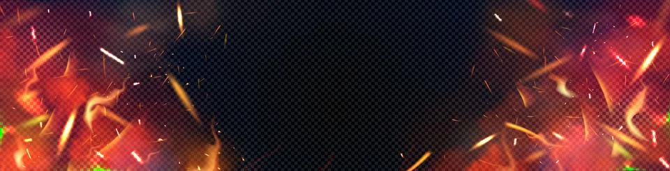 Realistic fire flames border with glowing sparks Stock Illustration