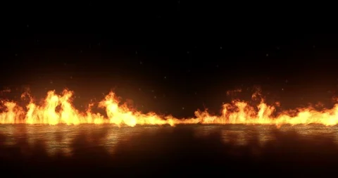 Realistic fire flames burn with ash rise movement frame on black background Stock-Footage 100416403