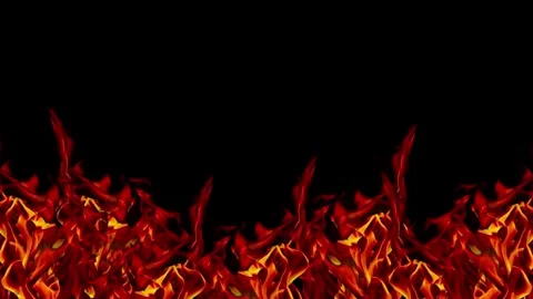 Realistic fire flames burning on black background Stock Footage 336120184