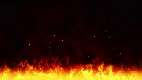 Realistic fire flames burning at the bottom with floating embers Stock Footage 336110727