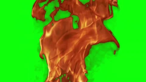 Realistic fire flames burning on green screen background Stock-Footage 340996436