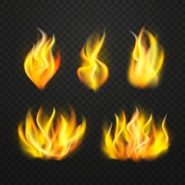 Realistic fire flames collection Stock Illustration
