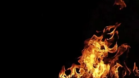 Realistic Fire Flames Rising Isolated On Black Background VFX Video stock 340676717