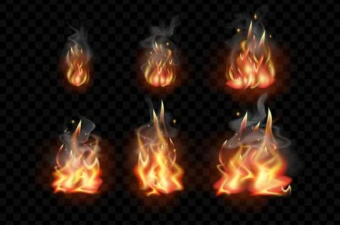 Realistic Fire Flames Vector Stock Illustration