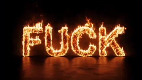Realistic Fire "FUCK" Text On Black Background. Darken Mode Video stock 278526596