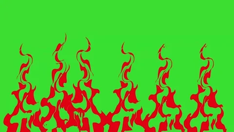 Realistic Fire Glow on Green Screen Animation Stock Footage 317421424