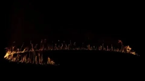 Realistic Fire Ring Animation - Burning Circle Flame on Black Background Vidéo 332143824