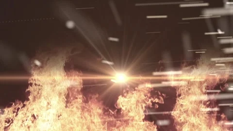 Realistic fire scene with alpha channel. Flames and sparks. Stock Footage 329395992