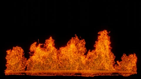Realistic fire simulation on black background. High detailed red fire simulation Stock Footage 253215572