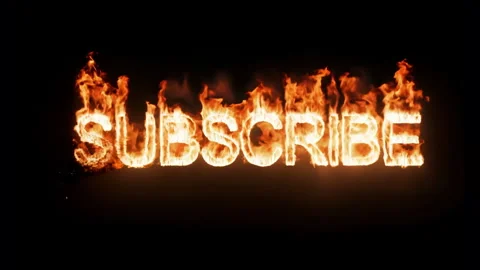 Realistic Fire "SUBSCRIBE" Text On Black Background. Darken Mode Video stock 278526945