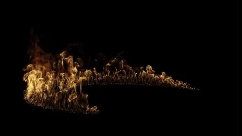 Realistic Fire Trail Animation - Burning Flame Path on Black Background Video stock 332143837