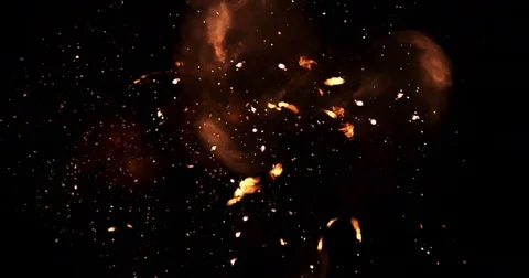 Realistic fireball explosion and blasts with luma channel. Stock Footage 74464016