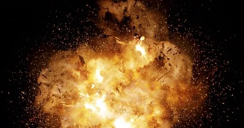 Realistic fireball explosion and blasts with luma channel. Stock Footage 74468525