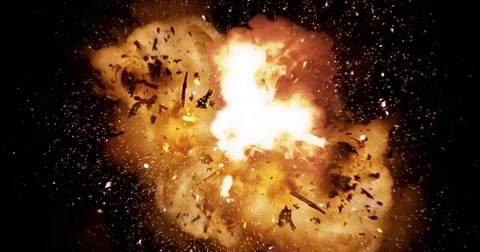 Realistic fireball explosion and blasts with luma channel. Stock Footage 74492598