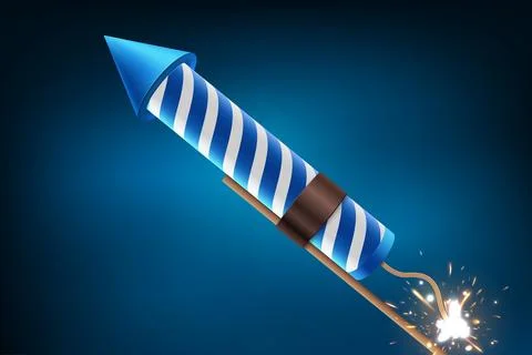 Realistic Firecracker with Light Explosive Effect, Firework Rocket with Spa.. イラスト素材
