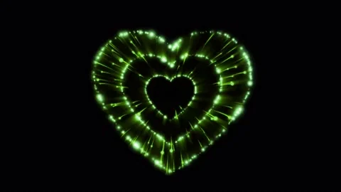Realistic firework heart shape on black background, Stock Footage 154152630