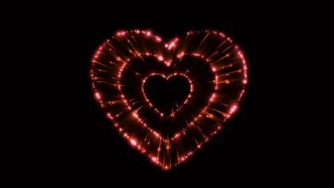 Realistic firework heart shape on black background, Stock Footage 154152633