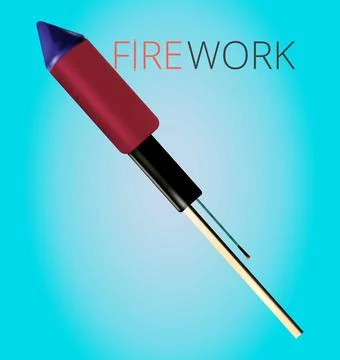 Realistic Firework Rocket . Stick Red And Black Firework Stock Illustration