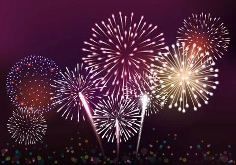 Realistic fireworks background Stock Illustration