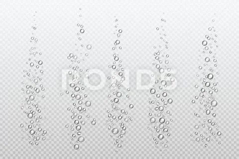 Realistic fizzing bubbles. Underwater carbonate sparkles under water fizz gas Stock Illustration